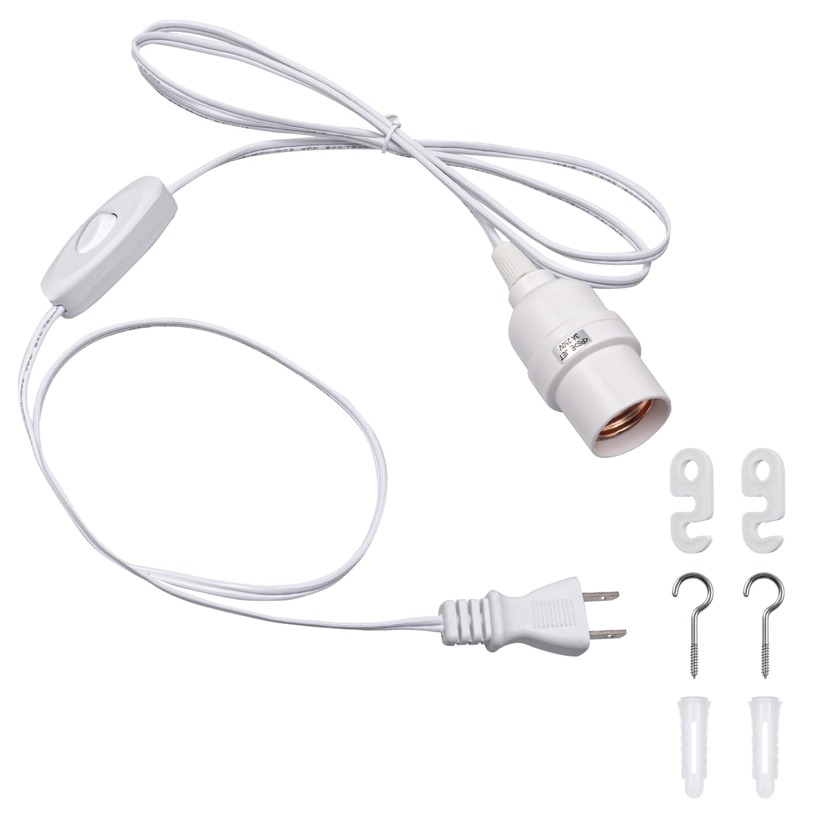 樂天商城 - DiCUNO コード付きソケット E26 電球ソケット コンセント 吊り下げ スイッチ付き 2m ホワイト オシャレ 1個セット