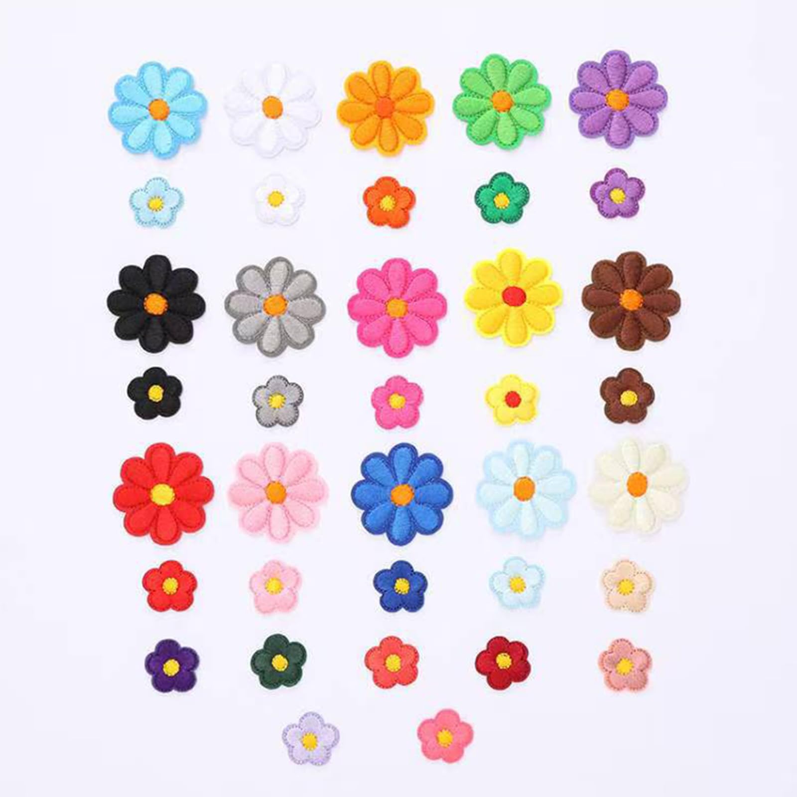 YIBOOOM 刺繍 ワッペン アイロン接着 パッチ 小さい サイズ 手芸 男の子 女の子 幼稚園 保育園 小学校 入学 かわいい おしゃれ アイロンワッペン (はな -37点 セット)