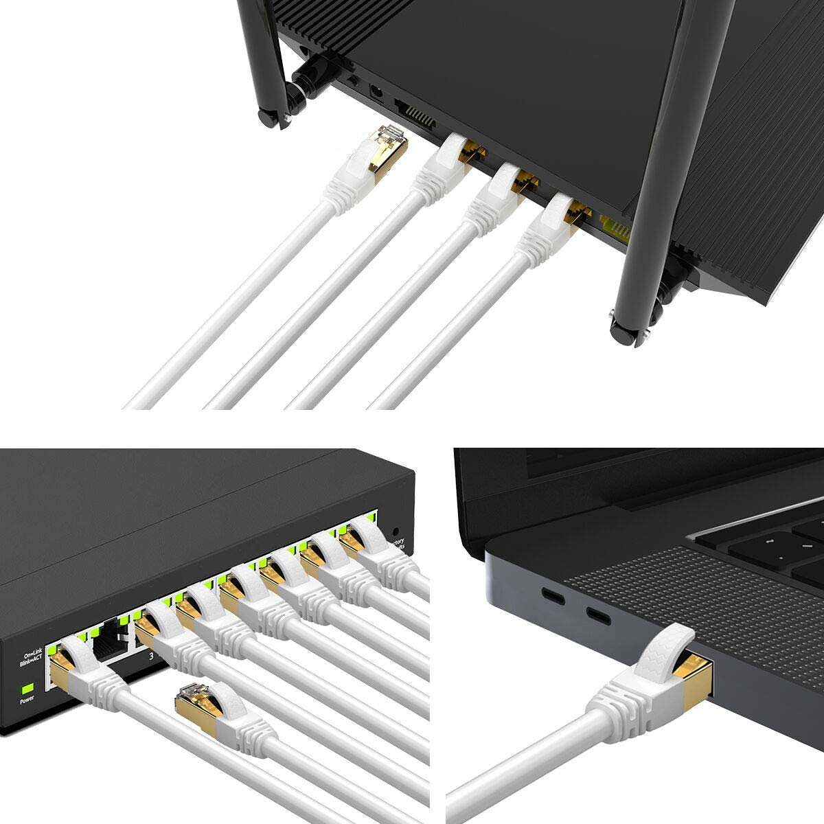 1m Veetop CAT8 LANケーブル カテゴリ8 超高速 ギガビット 40Gbps 2000MHz SFTP 26awg 多重シールド 金メッキ RJ45 コネクタ 爪折れ防止 防水 難燃 屋内 モデム ADSL回線 光回線 PS4 Xbox等に対