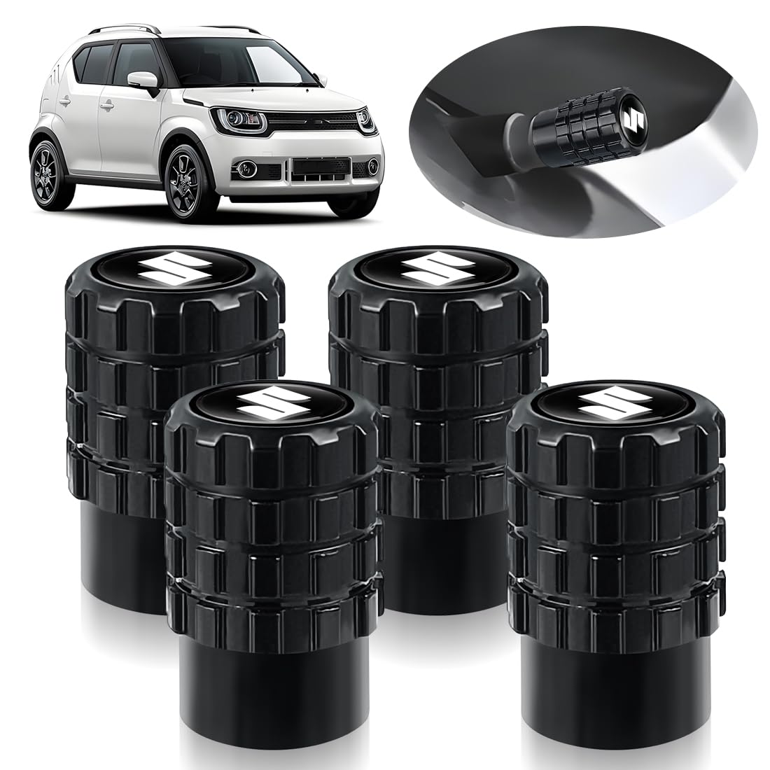 LUTU バルブキャップ スズキ全シリーズ タイヤバルブ 防錆 防腐食 外装アクセサリー カーパーツ 流線型..