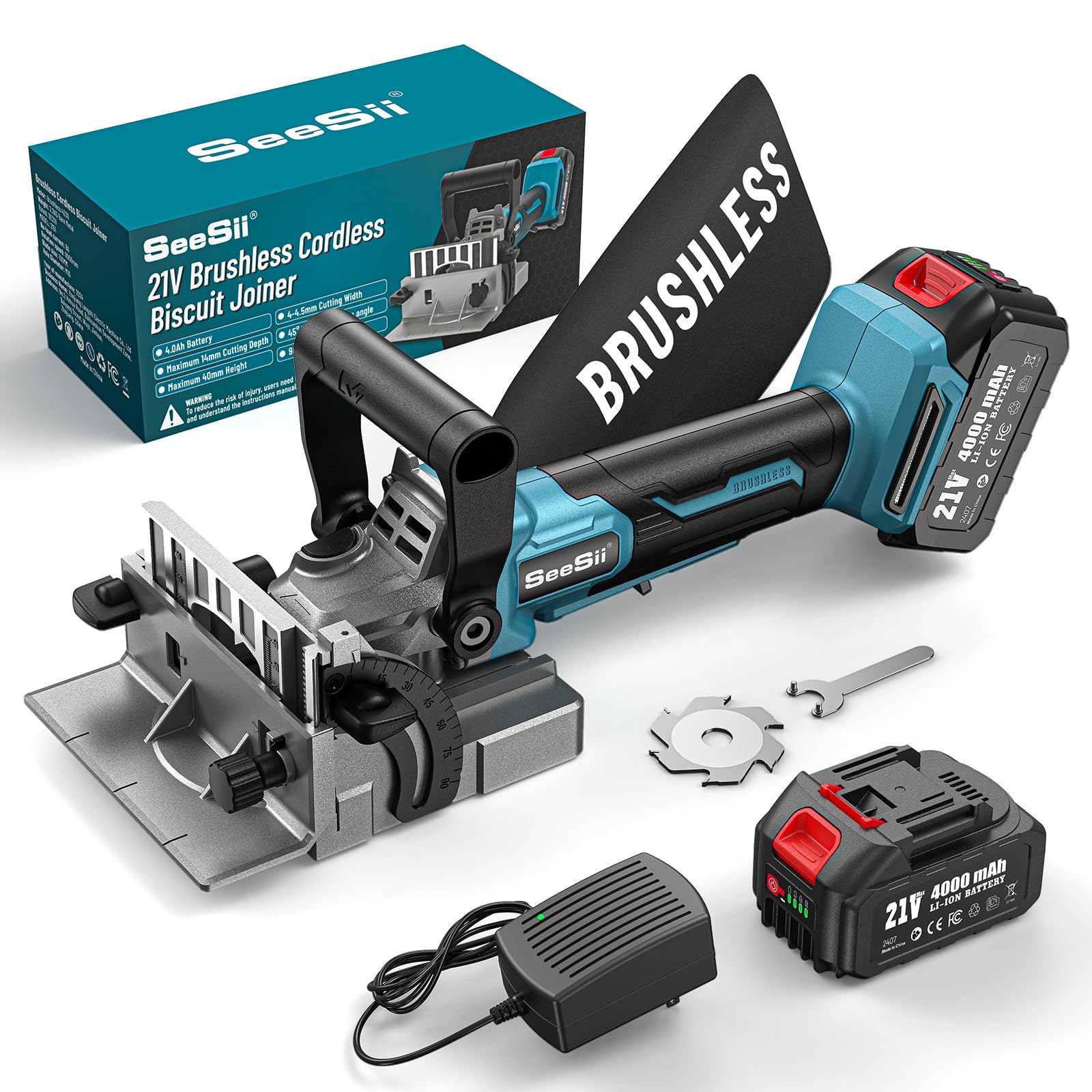 SEESII 充電式 ジョイントカッター 電動工具 コードレス 小型 高精度 深さ簡単調整 ブラシレスモーター..