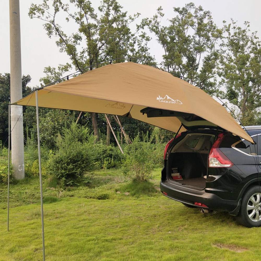 楽天VanVenusKadahis タープ テント カーサイドタープ 車用 日よけカーテント 設営簡単 単体使用可能 4-8人用 キャンプ テント アウトドア 公園 登山 車中泊（イエロー）