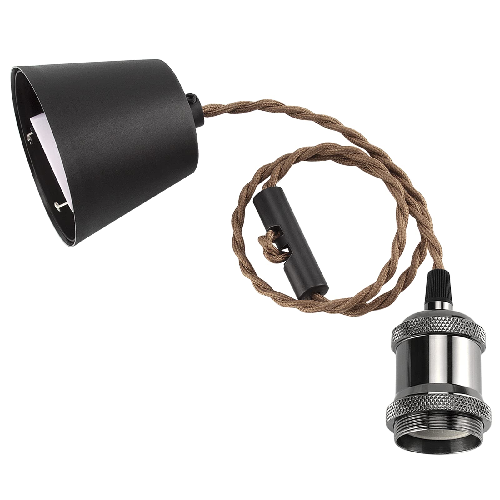 DiCUNO 1灯用ペンダントソケット 裸電球 E26口金 引掛シーリング用 真鍮色/シャンパンゴールド/ブラック 電球ソケット 天井照明 吊り下げ コード付き 80cm調節可 レトロ アンティーク おしゃれ 1個入 （電球なし）