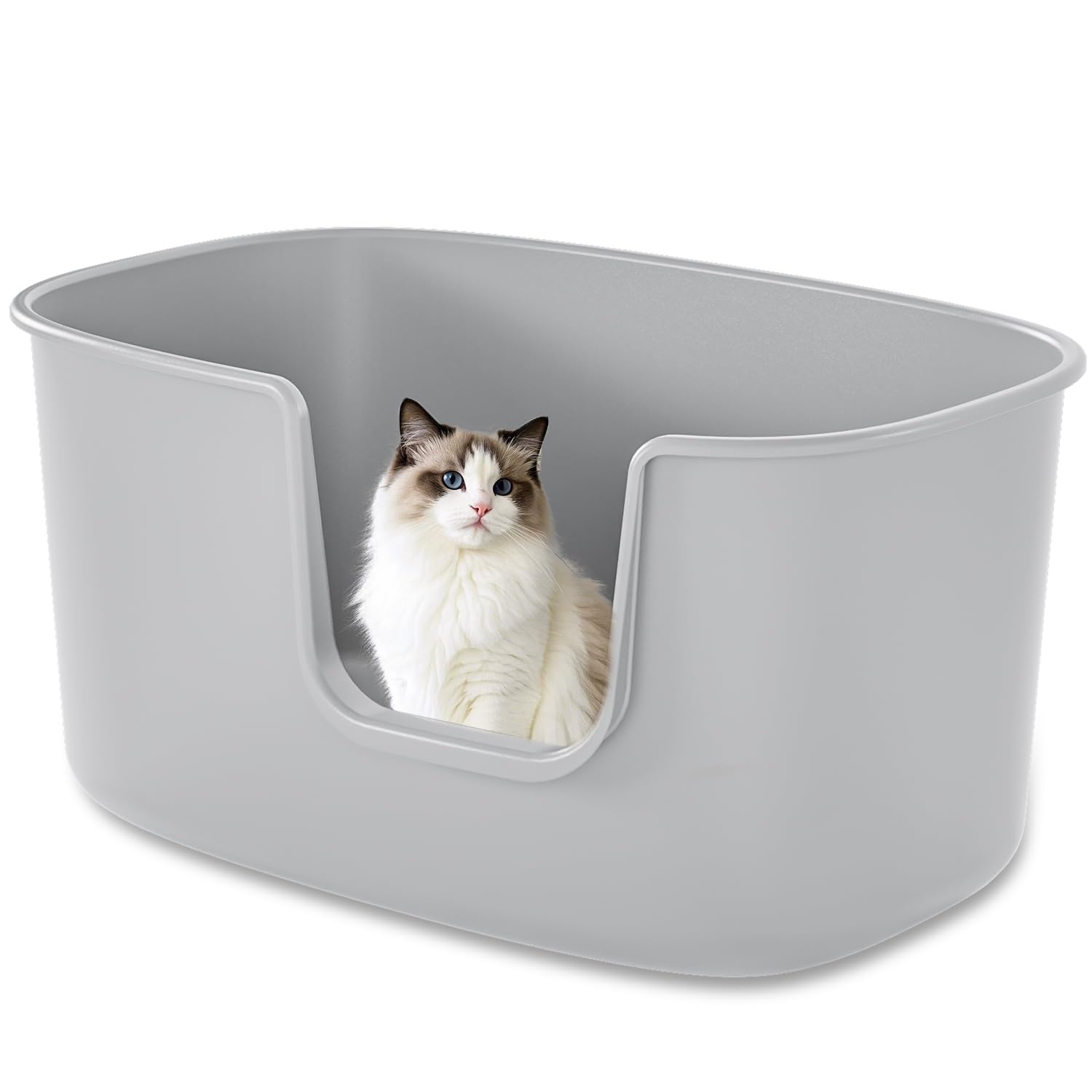 Topzoo 猫トイレ 大型 飛散防止 猫砂マット付き 猫 トイレ オープンタイプ お手入れ簡単 猫のトイレ 大..