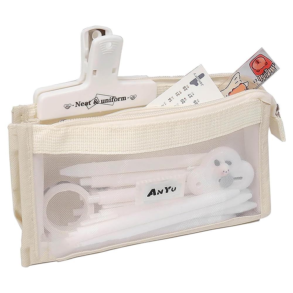 ESJNNK ペンケース 筆箱 透明 大容量 ペンポーチ 文房具収納 文房具ケース 文房具ポーチ おしゃれ 消しゴム 大きく開くデザイン 分類収納 化粧品収納 電子アクセサリー収納 多機能 事務用品 文房具 子供 女の子 男の子 学生 中学生 高校生 大学