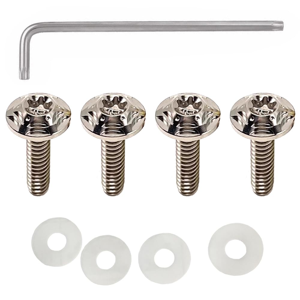 樂天商城 - ナンバープレートボルト M6*15mm 4本セット チタン製 車用 ナンバーフレーム ネジ ボルト 盗難防止ネジ L型レンチ付き (シルバー)