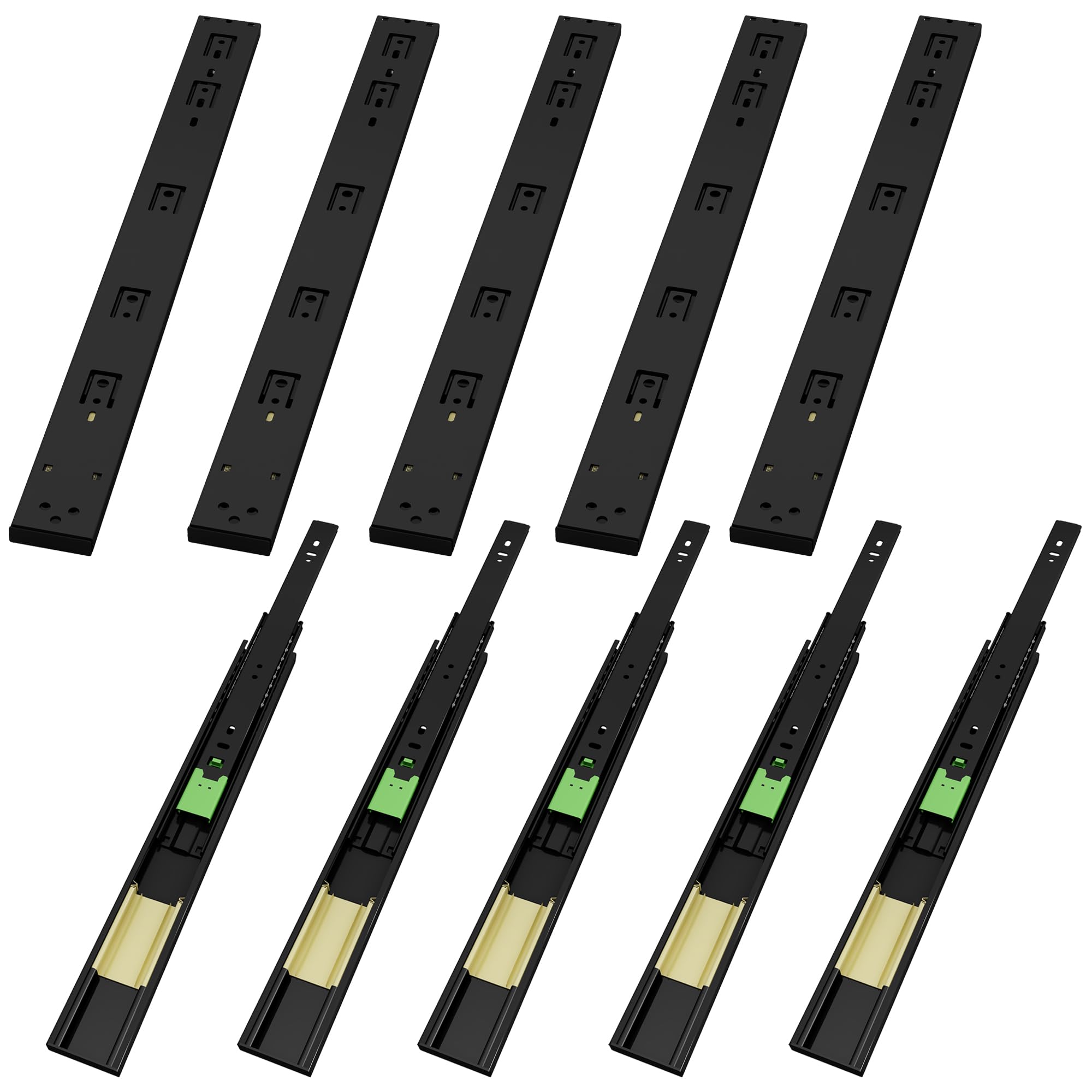 VADANIA プッシュスライドレール VF1245 プッシュオープンスライドレール 3段引 400mm 左右5セット...