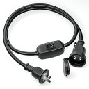 powseed 防水 延長コード スイッチ付き 1m 15A 125V 防雨キャップ 屋外 延長ケーブル 屋内 防雨型コネクタ AC電源ケーブル 電源コード 防塵 家庭 オフィス 補助コード