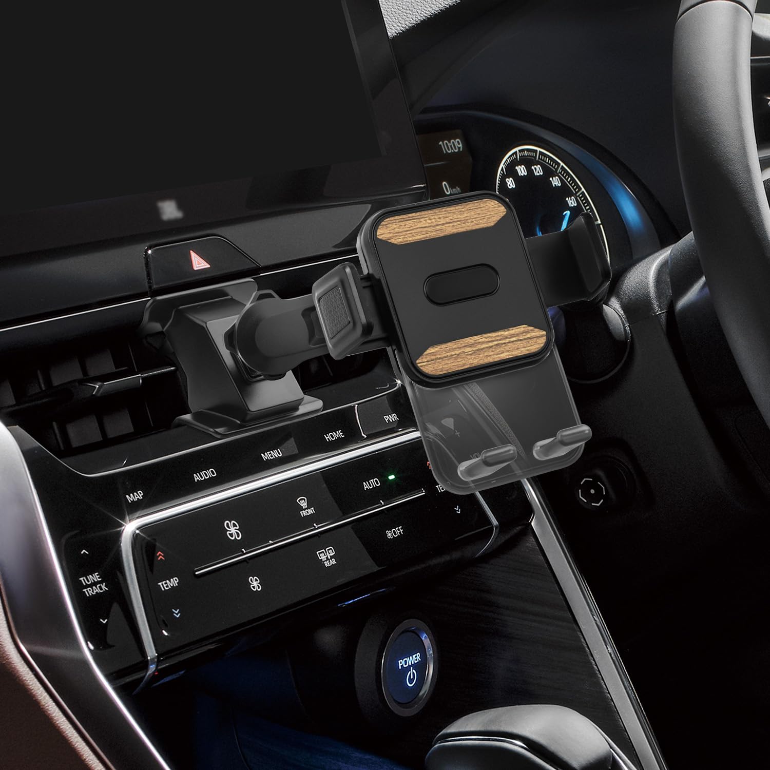 LUWU ハリアー 80系専用スマホホルダー 【木目調、延長アーム付き、角度調節がさらに自由に】 360度回..