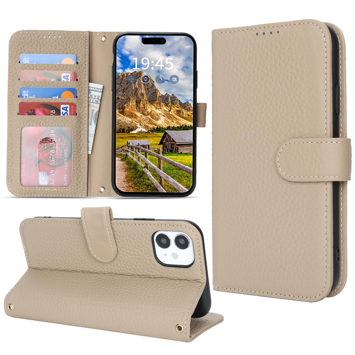 樂天商城 - DEYHU 対応 iPhone 12 ケース 手帳型 カード収納 スタンド機能 アイフォン12プロ ケース 本革 大容量 耐衝撃 iPhone 12 pro ケース 手帳型 iphone 12 レザー カバー エレファントグレー