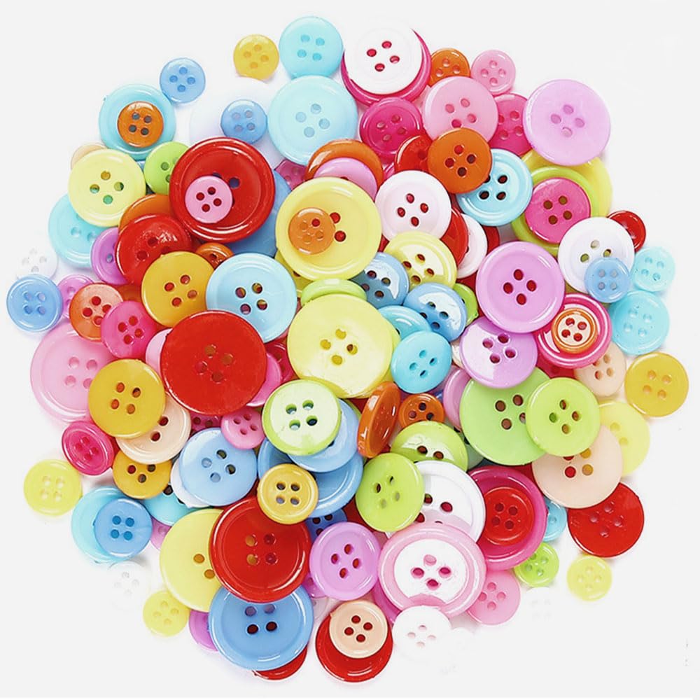 樂天商城 - ESJNNK カラフルボタン 4つ穴ボタン 300個セット 手芸材料 樹脂製 かわいい 丸型 DIY道具 裁縫 飾り 手作り 縫製 4サイズ