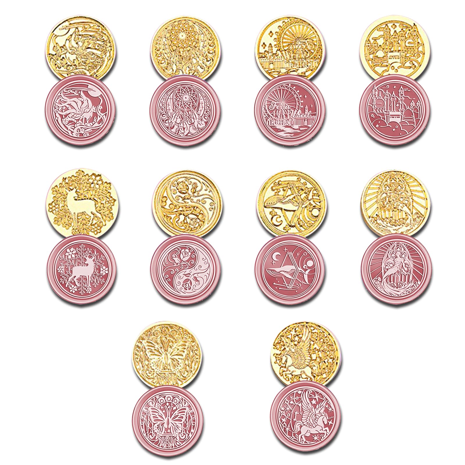 ESJNNK シーリングスタンプ ヘッド 交換 10個セット 印鑑 封筒 専用ヘッド 封蝋シール 洋式 可愛なペット 復古風 DIY 手帳 手紙 メッセージカードの装飾 手紙や封筒のデコレーション (夢のような10枚)