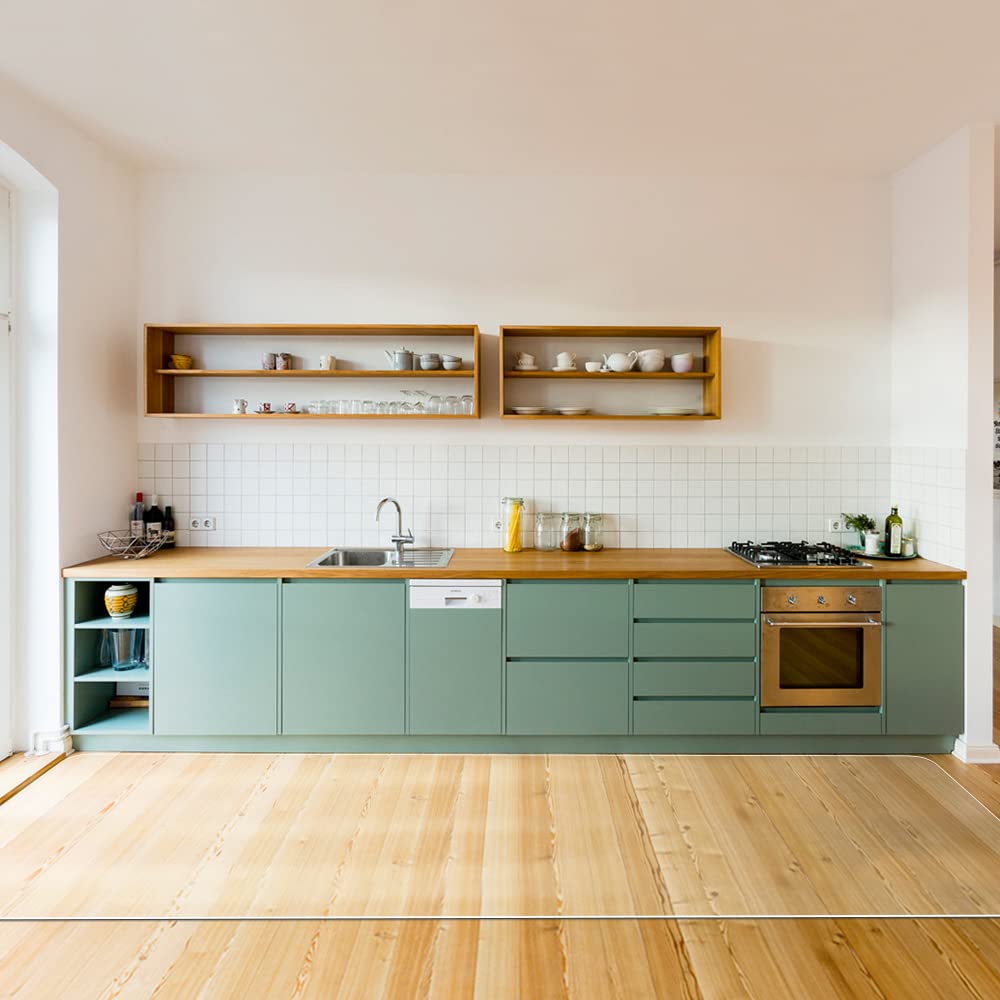 【拭くだけ】キッチンマット 透明 270×100cm クリアマット 1.5mm厚 拭ける PVCマット 床暖房対応 お手入れ簡単 台所マット ソフト エンボス加工 カットできる サラっとした手触り 清潔 ハードフロア/畳/フローリング対応