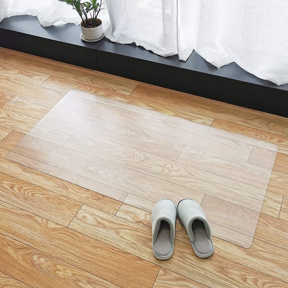 【拭くだけ】キッチンマット 透明 120×60cm クリアマット 1.5mm厚 拭ける PVCマット 床暖房対応 お手入れ簡単 台所マット ソフト エンボス加工 カットできる サラっとした手触り 清潔 ハードフロア/畳/フローリング対応