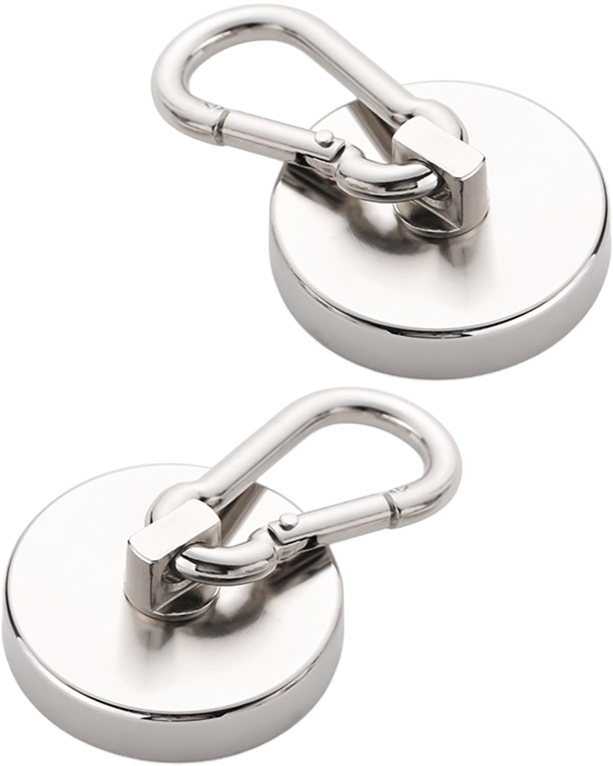 harukita マグネットフック カラビナ 登山フックマグネット 磁石付き 金属製 ネオジム磁石 キッチン 室外 キャンプ 壁掛け用 直径25mm シルバー 2個セット