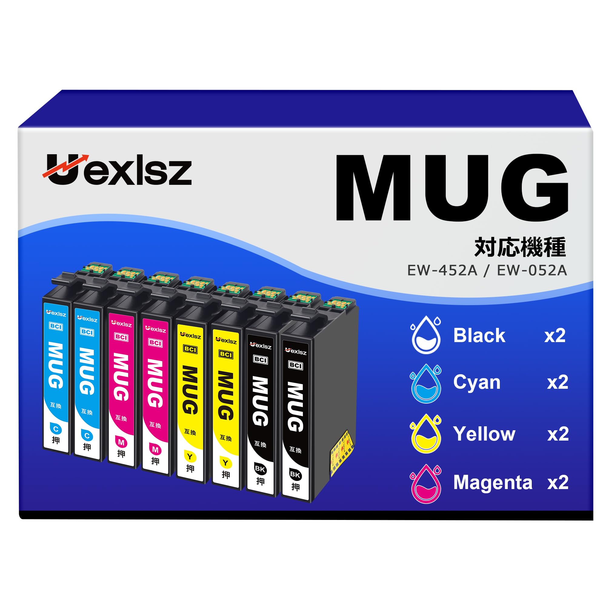 樂天商城 - MUG-4CL インク マグカップ (EPSON)用 マグカップ インク エプソン MUG 4色 *2（合計8本セット） Epson EW-452A インク Epson EW-052A インク 対応 MUG BK インク 大容量 プリンター 452A 05