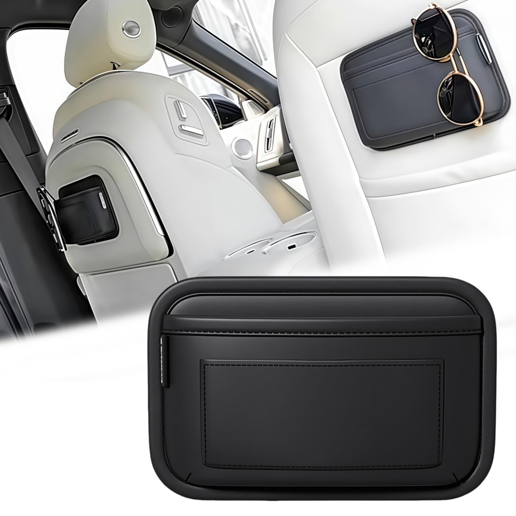 樂天商城 - ZUKIDA 車用収納ポケット カー携帯収納ボックス カード収納 PUレザーミニ収納袋 自動ドアウィンドウコンソール用 ペンフォンホルダー トレイポーチ 車のシートの隙間フィラー 書類整理・登録・メモ帳用（ブラック）