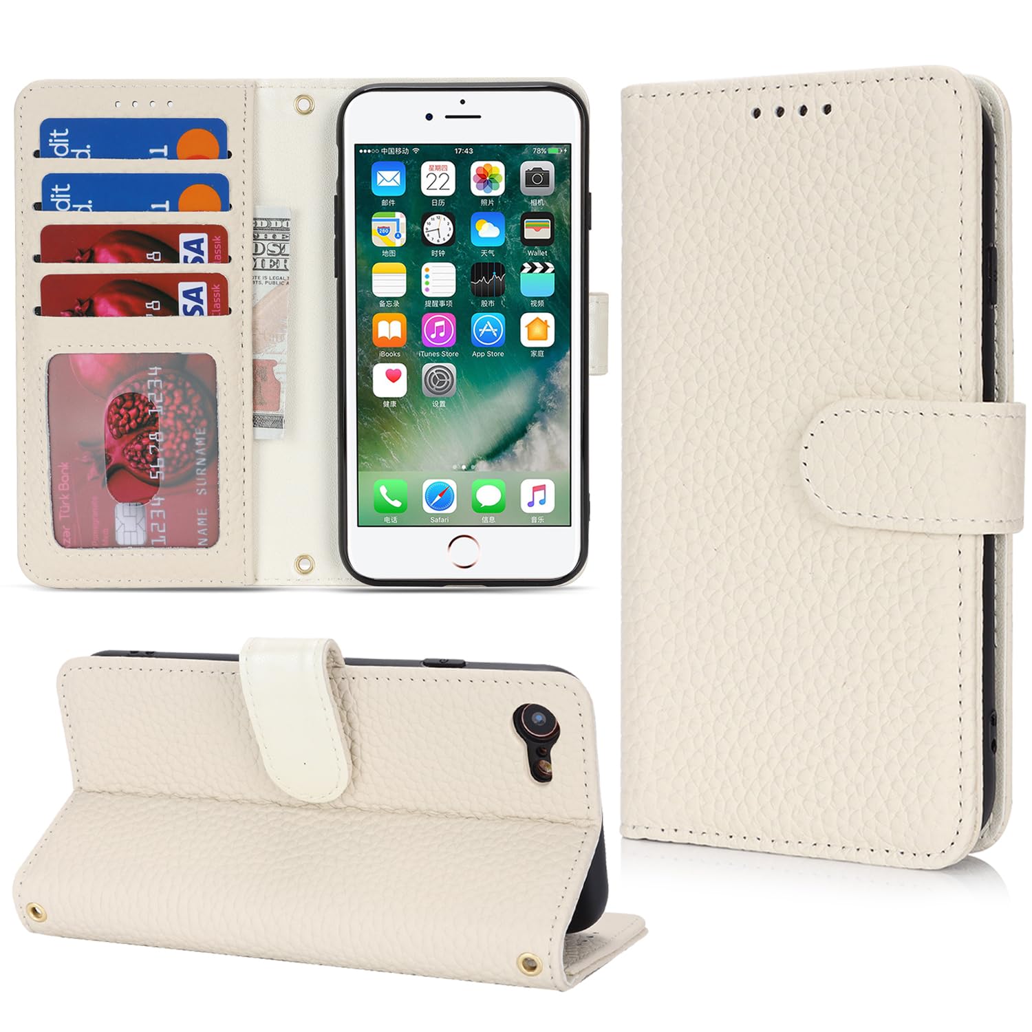 樂天商城 - DEYHU 対応 iPhone SE ケース 第2世代 第3世代 手帳型 カード収納 スタンド機能 iPhone 8 ケース 本革 大容量 耐衝撃 カード収納 iPhone 7 ケース 手帳型 アイフォンse ケース レザー ミルクホワイトです