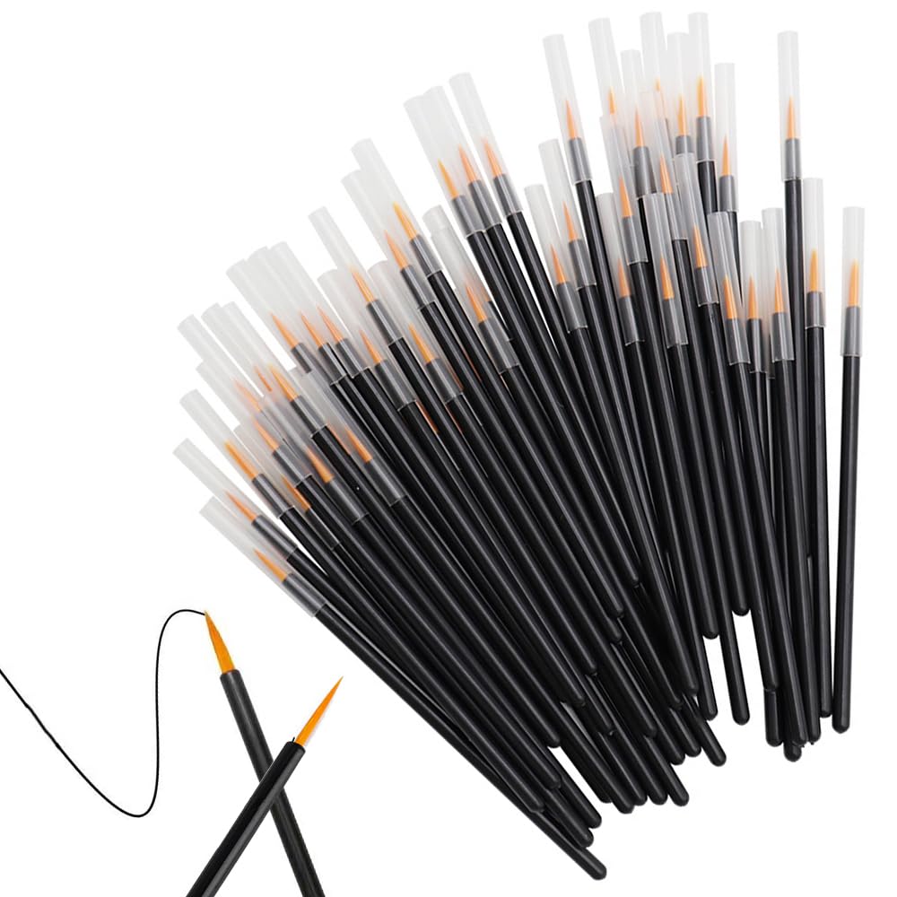 ESJNNK ネイルブラシ 極細 50本セット アイライナーブラシ 多機能 細い筆 使い捨て ネイル筆 線を引く ..