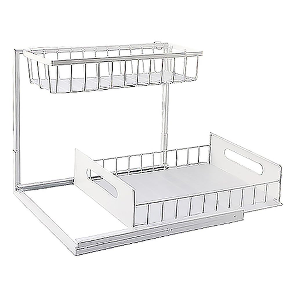 樂天商城 - ESJNNK シンク下 収納 L字型 スライド式 2段 金属製 防錆 高さ調節可能 洗面台下 引き出し 収納ラック キッチン収納 シンク下収納ラック 調味料 組立簡単 大容量 省スペース (1)