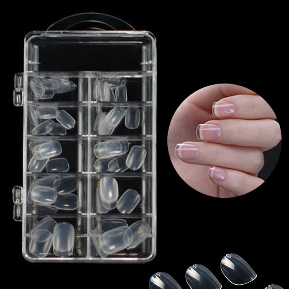 ESJNNK 子供 ネイルチップ 100枚セット 小さい爪用 10サイズ ショート クリア 小学生 ネイルチップ 女の子 ネイル飾り DIY ネイル用品 収納ケース付