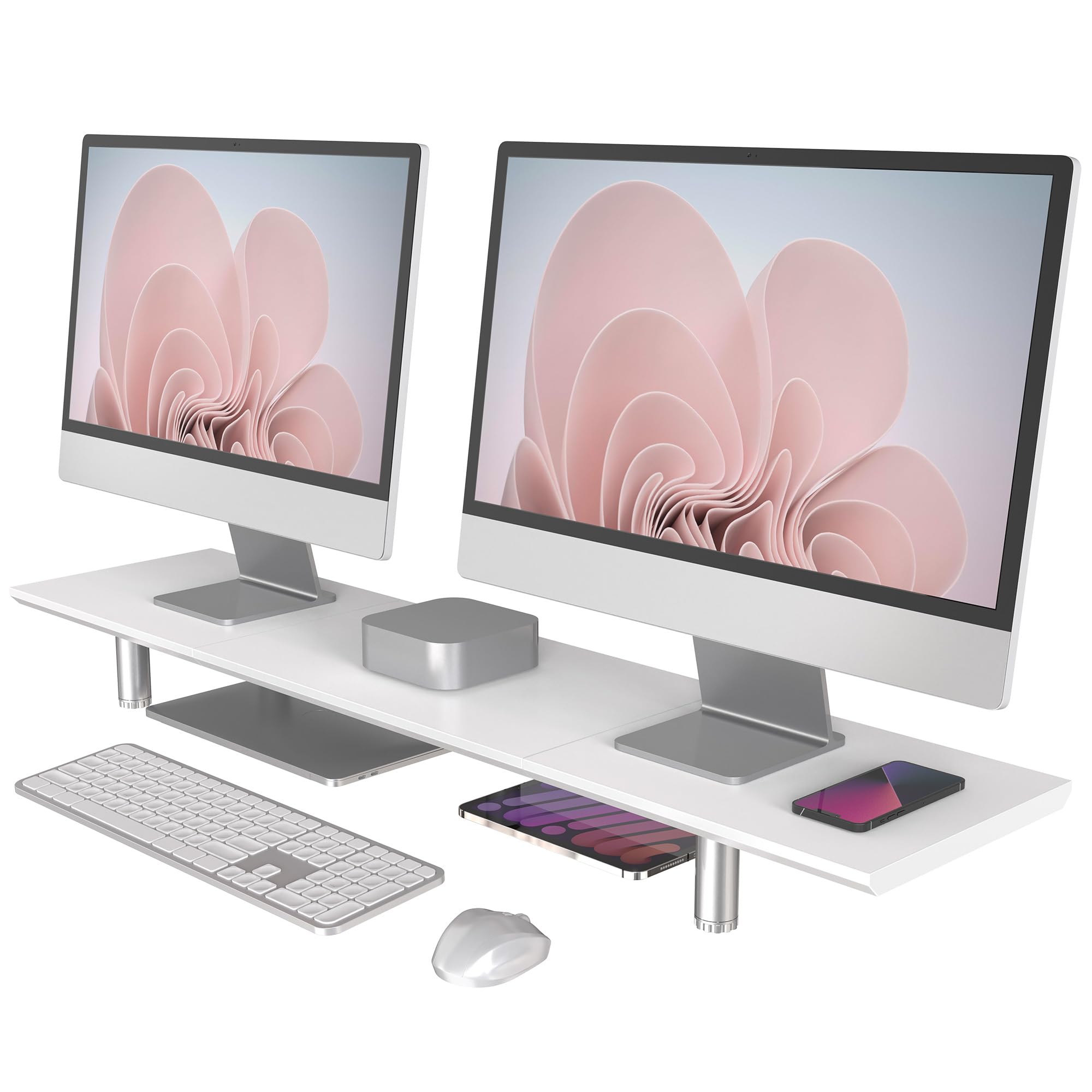 樂天商城 - FENGE モニター台 机上台パソコン台 机上ラック 一段式 木製天板 高さ調整可能デスクトップ用 机上 モニタースタンド 机上台 pcモニター台 パソコンラック 卓上 収納 整理整頓 (ホワイト)