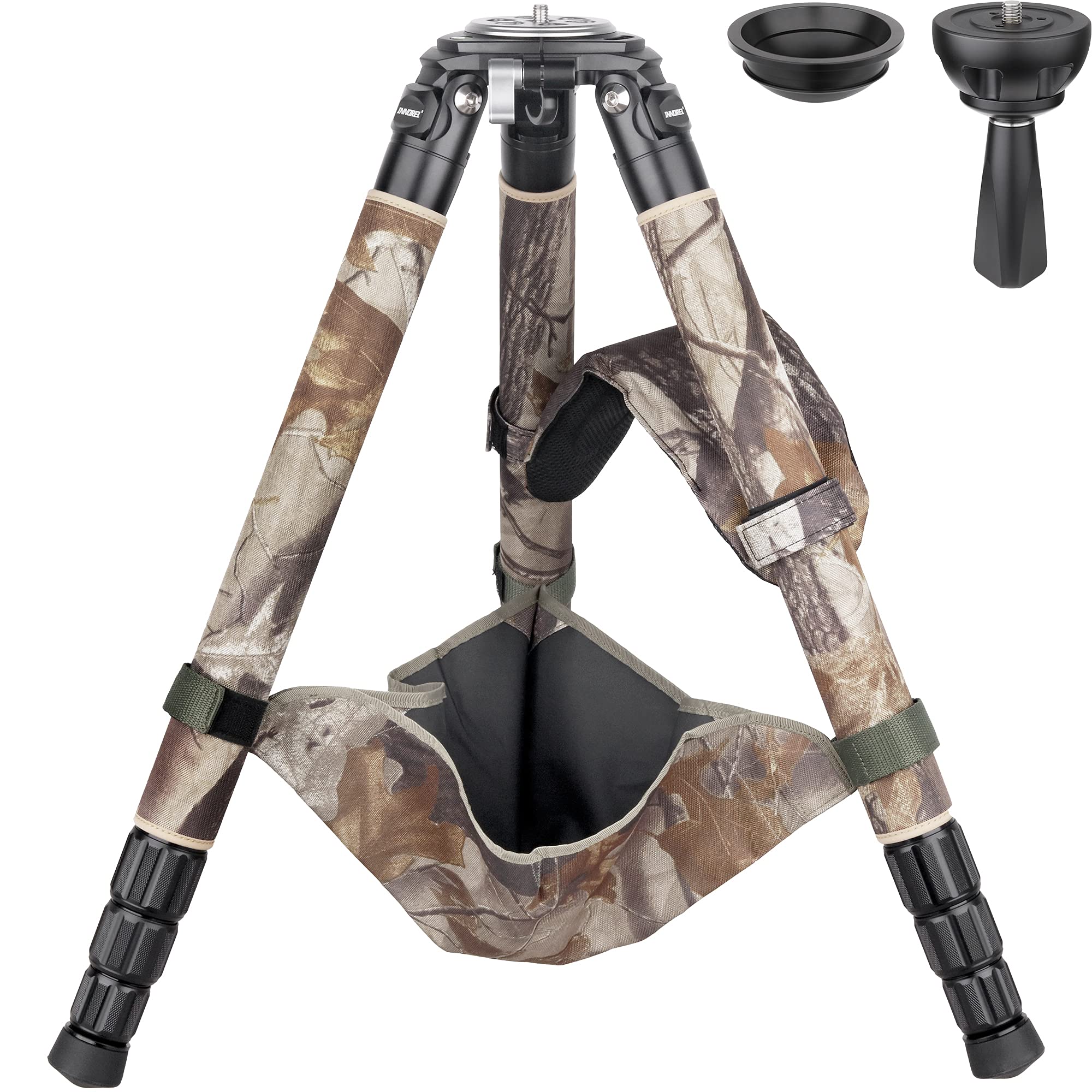 INNOREL LT364CM カメラ用三脚 カーボンファイバー プロ三脚 茶迷彩 超大型三脚スタンド 耐荷重35KG 四段伸縮 10-200MM 36/32/29/26MMパイプ径 75MMボールアダプター レッグウォーマー付き 鳥観・野外・動物・星空・