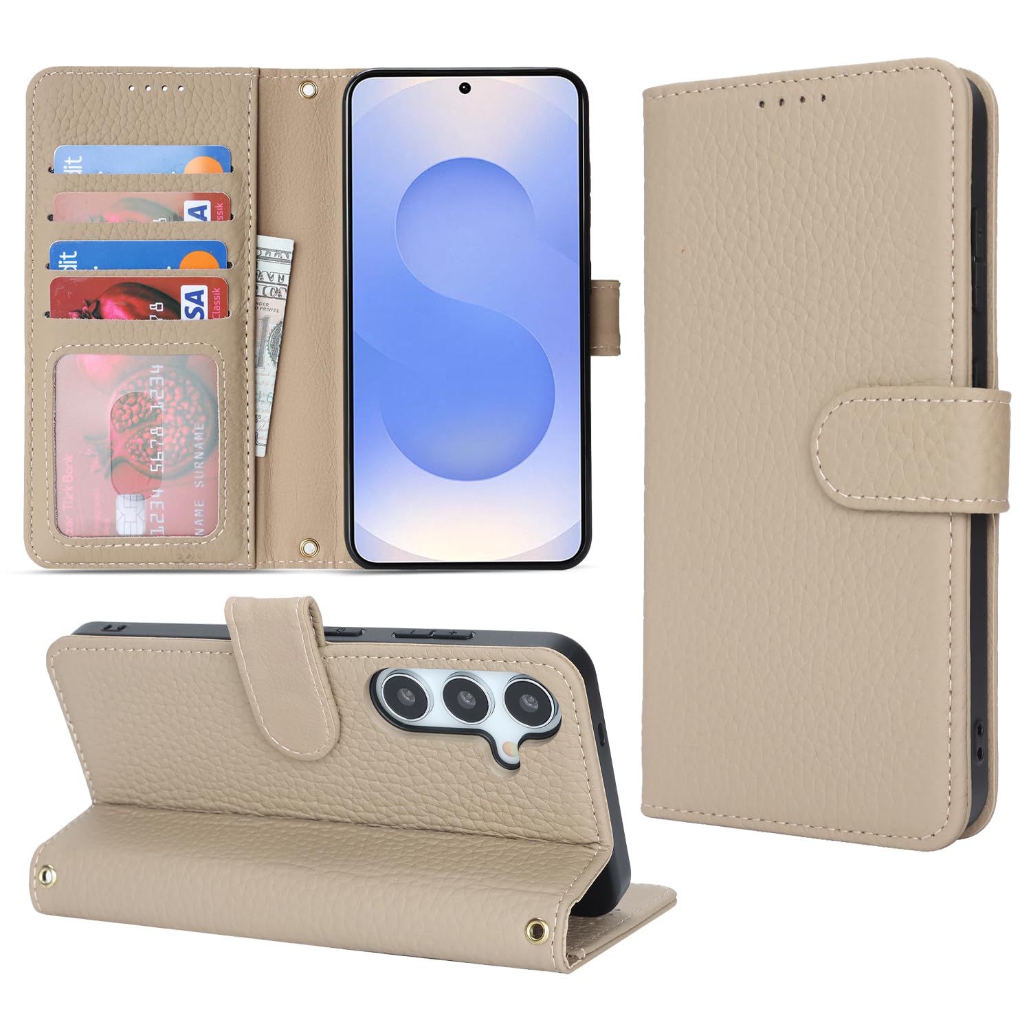 樂天商城 - DEYHU 対応 Galaxy S25 ケース 手帳型 ギャラクシーs25 ケース 本革 カード収納 スタンド機能 ギャラクシーs25 / SC-51F / SCG31 スマホケース 大容量 財布型 耐衝撃 レザー カバー エレファントグレー
