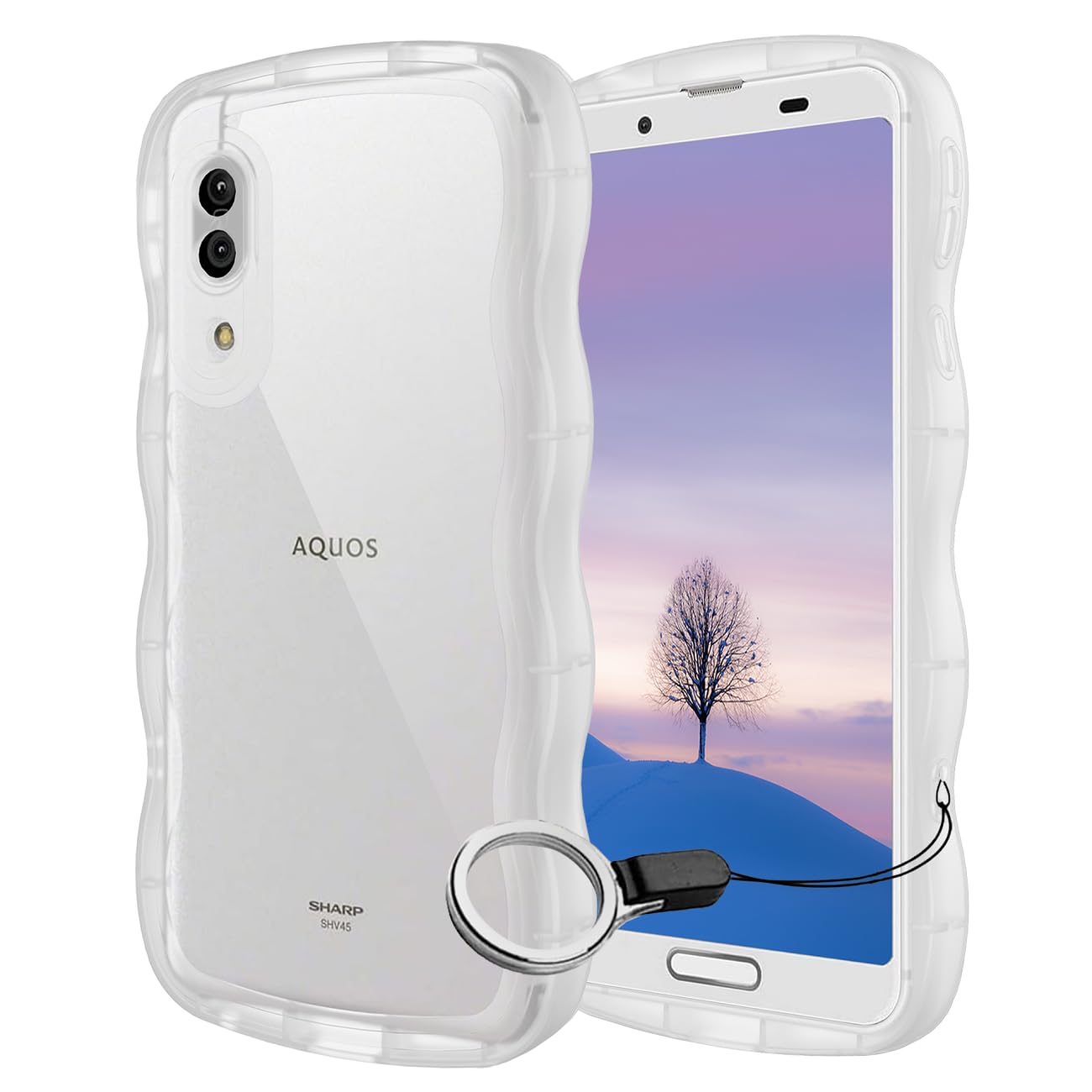 樂天商城 - AQUOS sense3 sense3 lite sense3 basic Android One S7 ケース クリア ウェーブ SH-02M SHV45 SHV48 SH-M12 SH-RM12 TPU波状のバンパー 透明 スマホケース かわいい うね