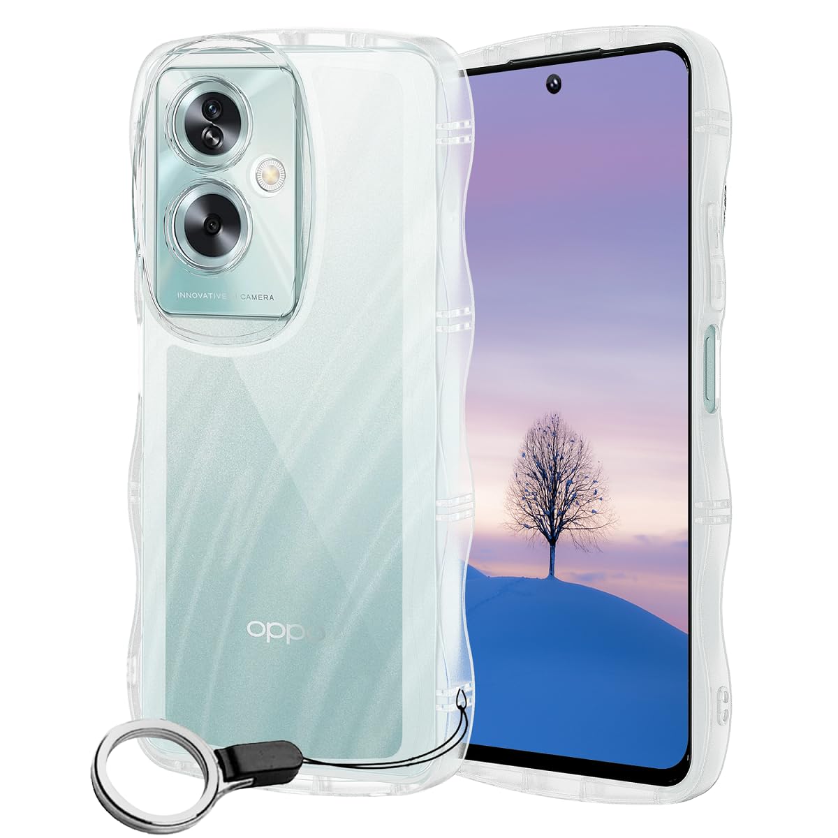 Rakuten - OPPO A79 5G ケース クリア ウェーブ TPU波状のバンパー 透明 スマホケース かわいい うねうね オッポ A79 5G ウェーブ デザイン 可愛い 韓国 女性用 薄型 人気 おしゃれ 耐衝撃 ストラップホール付き(クリア)