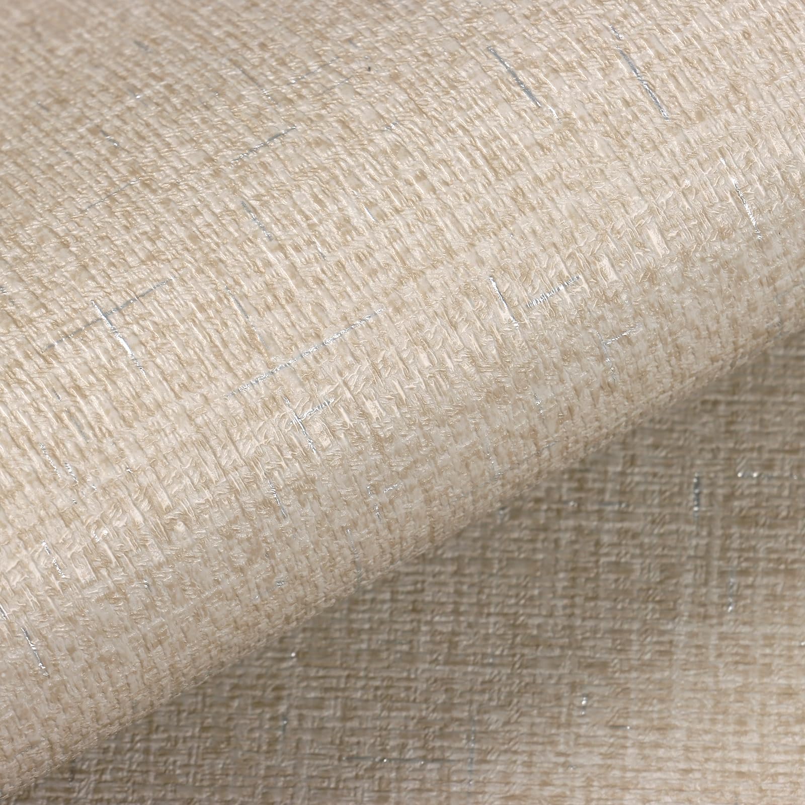 VEELIKE 織物調 壁紙シール ふすま紙 クリーム色 表面ザラザラ リネン柄 壁紙 シールタイプ ふすまに貼..