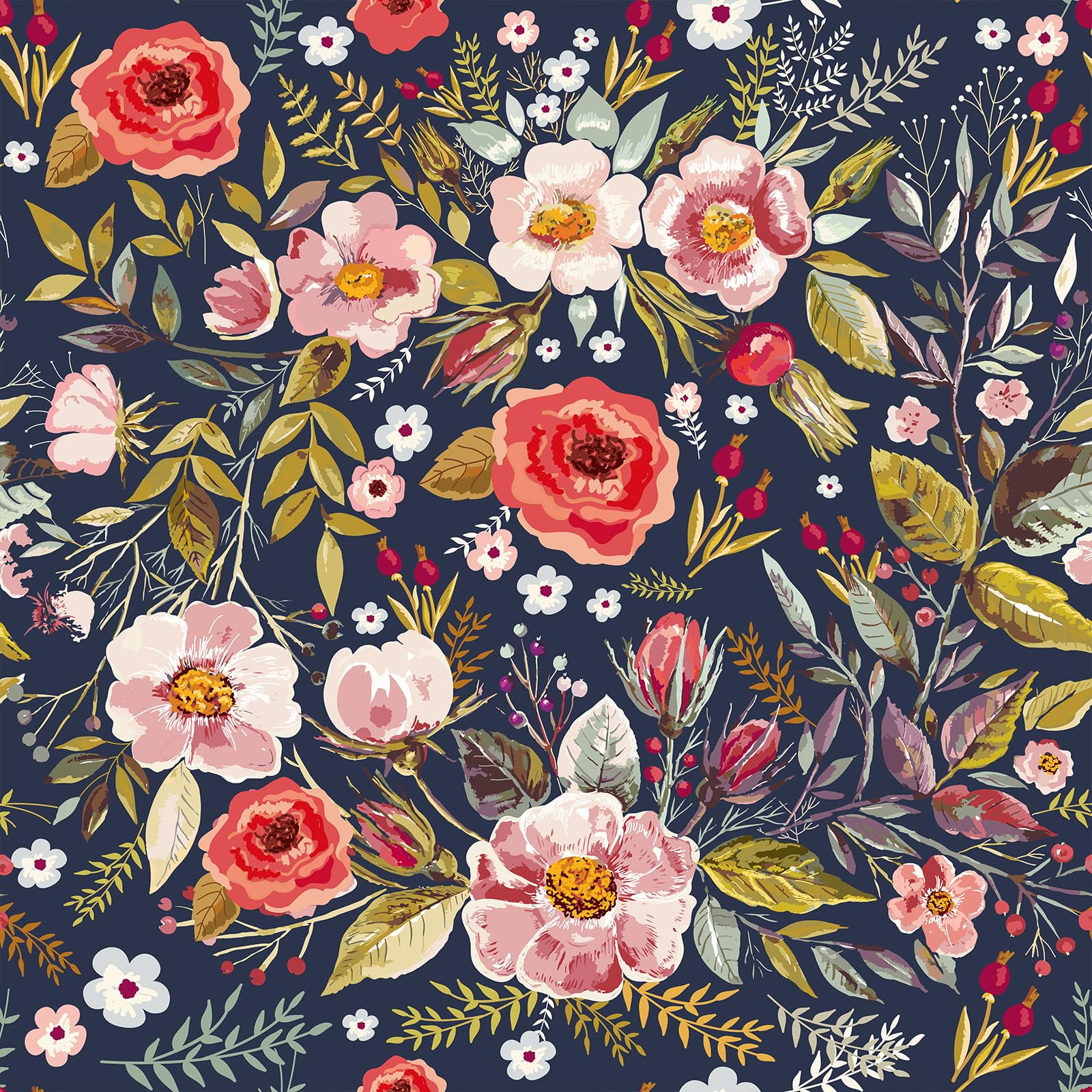 VEELIKE 貼るだけ壁紙 花柄 ブルー 壁紙シール リメイクシート カッティングシート 剥がせる のりつき ..