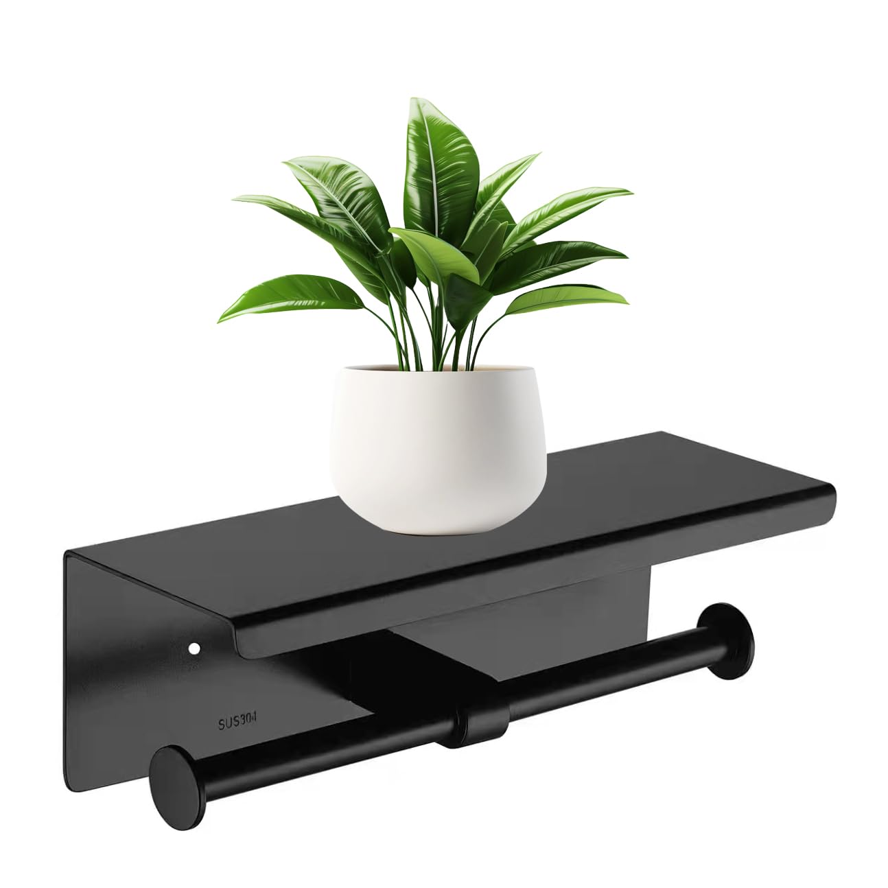 KWQKEMトイレットペーパーホルダー 2連 ステンレス シルバー おしゃれトイレっとペーパーホルダー 棚付..