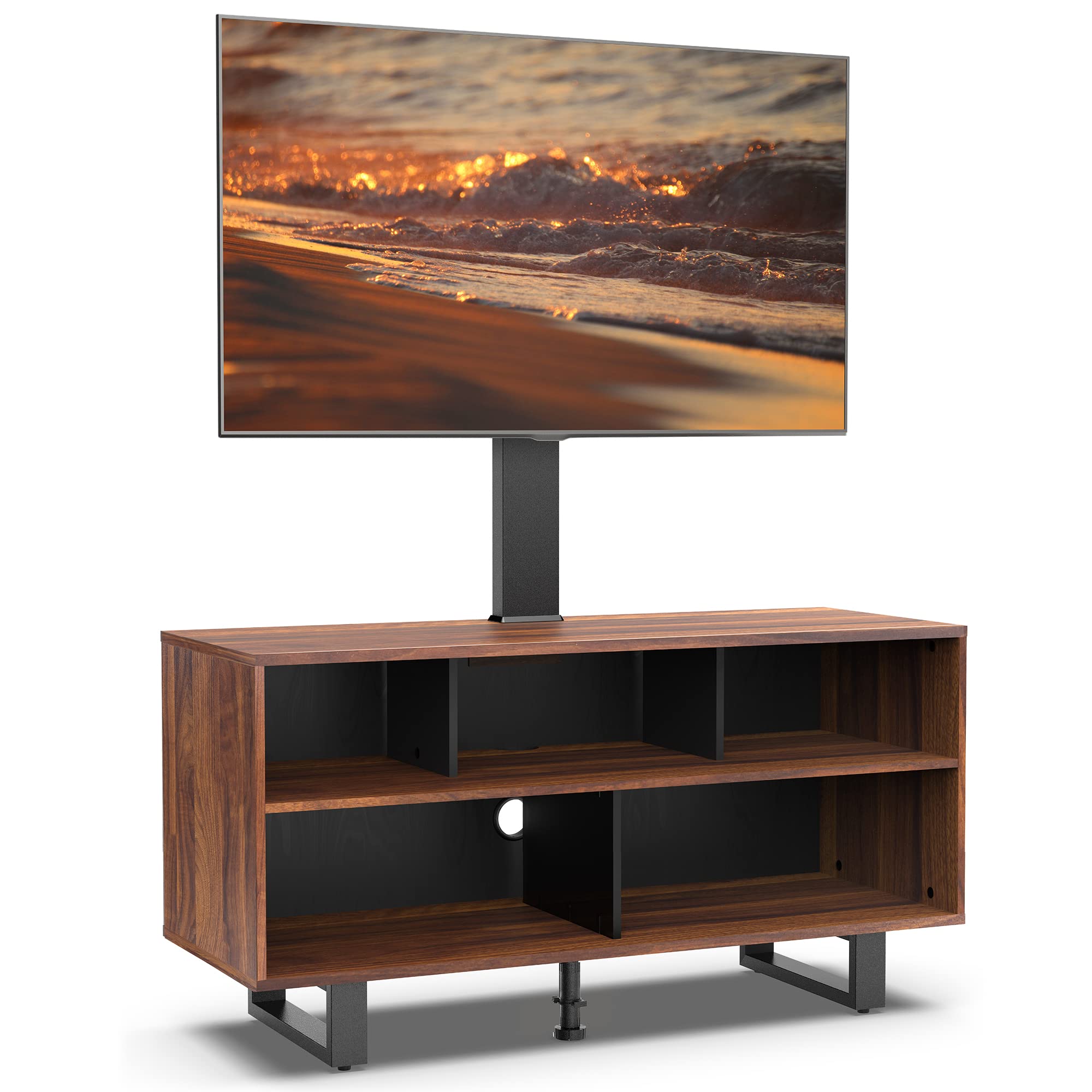 樂天商城 - FITUEYES テレビ台 テレビボード ローボード スタンド付き 高さ調節可能 幅約106cm 奥行40cm 高さ137cm 32型~70型適応 ウォールナット 掃除簡単 耐荷重50kg TW-W31061WD