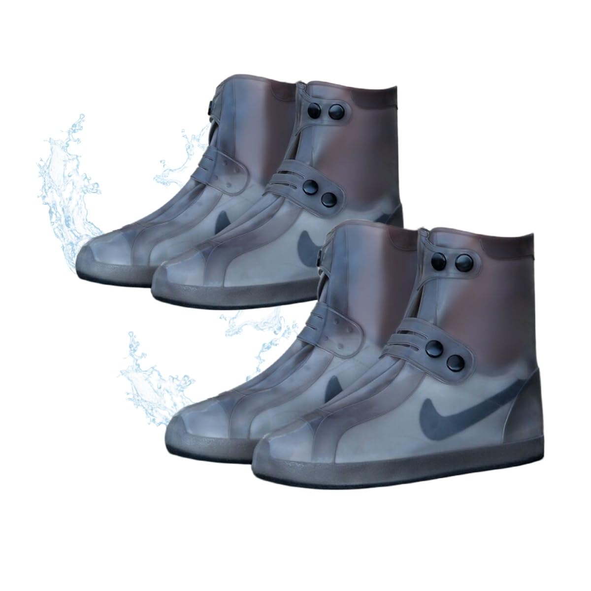 [Zukida] 雨靴カバー 川下り用トレッキングシューズ 旅行 ハイキング 防水靴カバー オーバー靴 材質PVC 2組 非使い捨て防水靴 再利用可能な長靴 緊急用 防風 撥水 しゃれ 通勤 通学 梅雨対策 男女兼用お(BLCAK-XL-40~41)