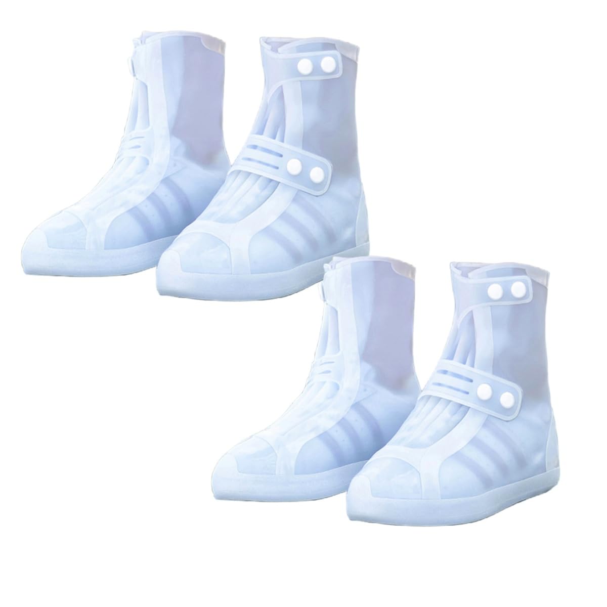 [Zukida] 雨靴カバー 川下り用トレッキングシューズ 旅行 ハイキング 防水靴カバー オーバー靴 材質PVC 2組 非使い捨て防水靴 再利用可能な長靴 緊急用 防風 撥水 しゃれ 通勤 通学 梅雨対策 男女兼用お(WHITE-M-36~37)