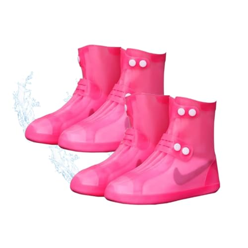 [Zukida] 雨靴カバー 川下り用トレッキングシューズ 旅行 ハイキング 防水靴カバー オーバー靴 材質PVC 2組 非使い捨て防水靴 再利用可能な長靴 緊急用 防風 撥水 しゃれ 通勤 通学 梅雨対策 男女兼用お(RED-S-34~35)