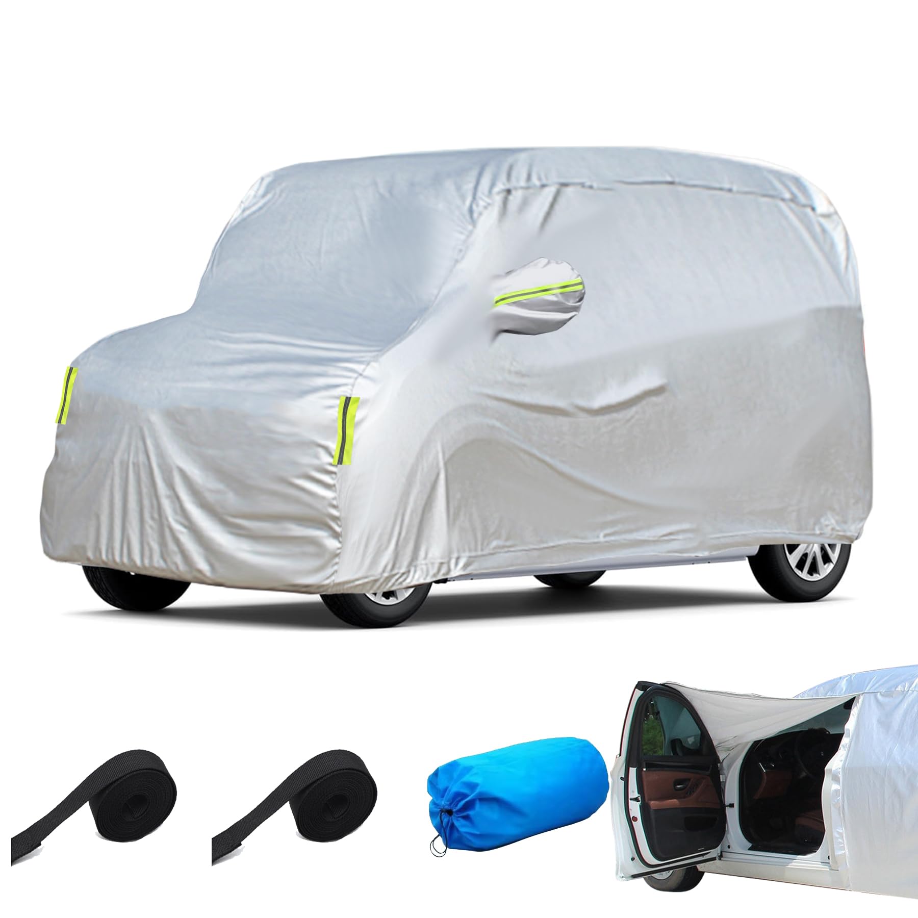 SAGVE（サゲビル） 軽トラック用カバー トラック車ボディカバー 裏起毛 軽トラ 防輻射紫外線 四季対応 雨を防いで台風を防ぐ 日焼け防止 黄砂対策 弾力な防風ロープ付き (銀色, 軽自動車専用340*148*179cm)