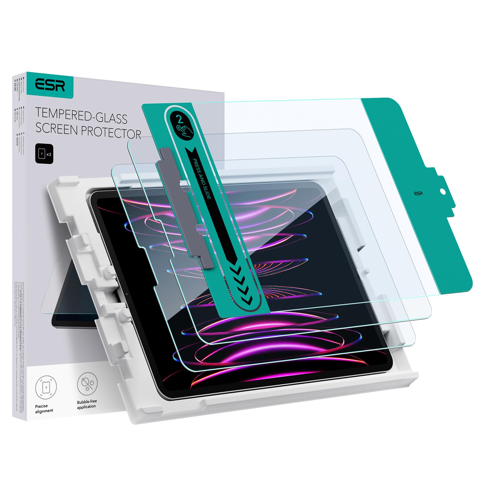 ESR ��2�祻�åȡ�iPad Pro 12.9 �ե���� (2022/2021/2020/2018)���� �����꡼���ݸ�ե���� ��ñŽ���դ��ȥ쥤�դ�������...