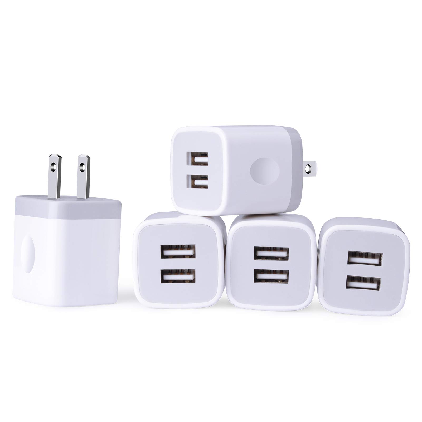 Viviber ACアダプター 2ポート急速充電器 usb 充電器【5個セット】PSE認証 iPhone 充電コンセント コンパクトアダプター スマホ充電器 アイホン充電アダプター iPhone/Android/ゲーム機等対応 (ホワイト)