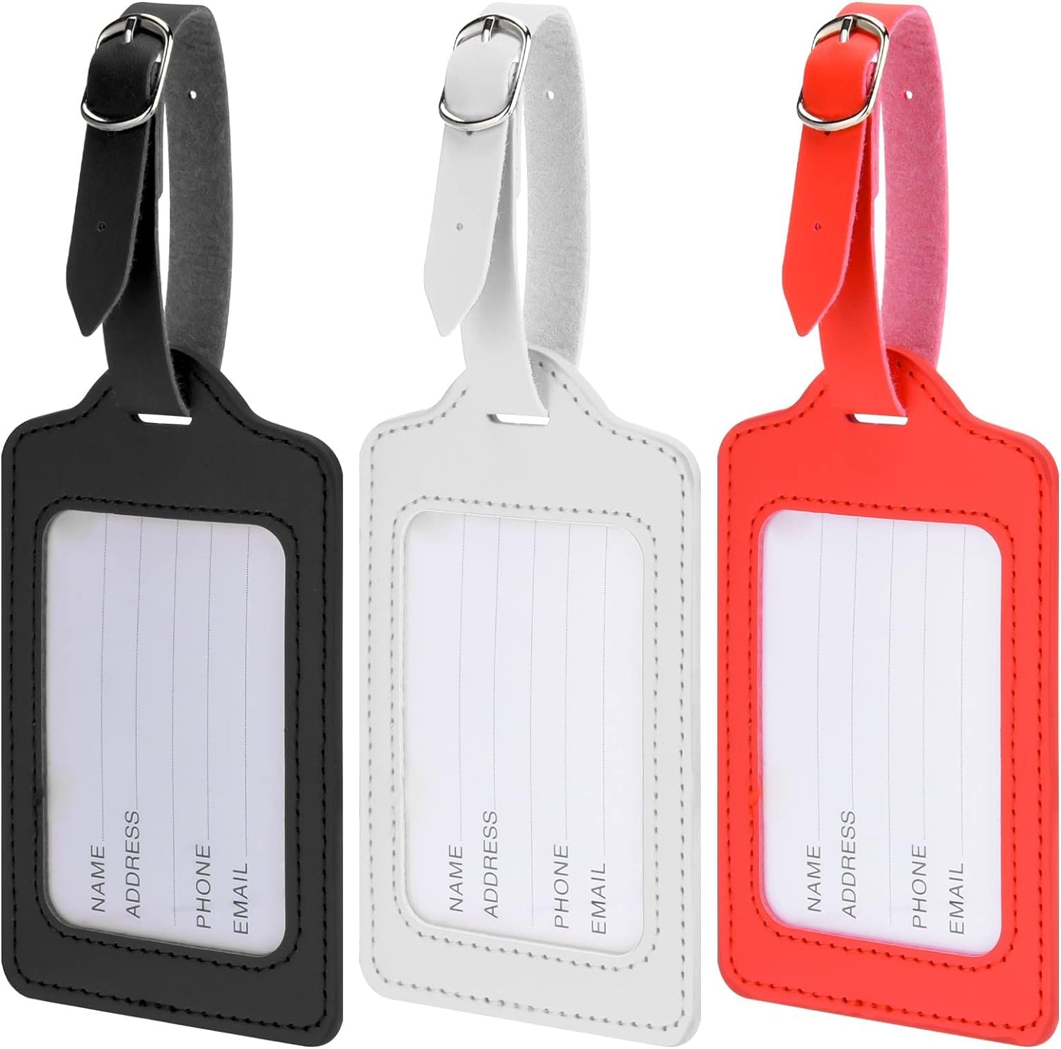 Hitchlike バッグ用ネームタグ 3件セット 荷物タグ 防水PU 出張用 番号札 名札用 IDカード用 社員証 バ..