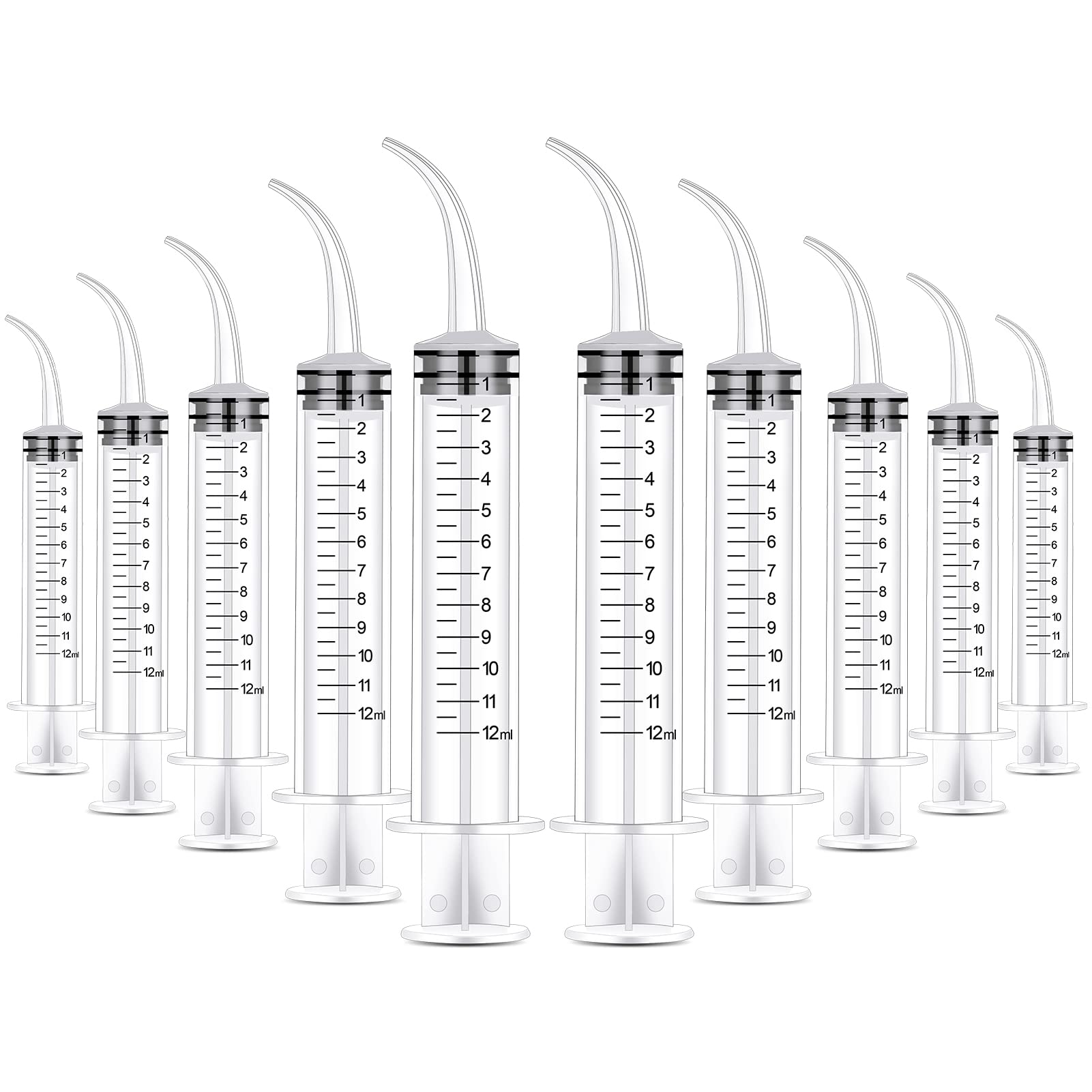 Hitchlike ペット シリンジ 曲げノズル 給水 給食 10本セット 12ml 計量用 プラスチック カーブ 流動食..