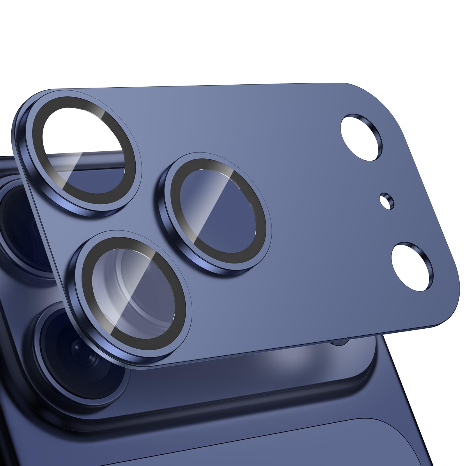樂天商城 - iPhone 17 Pro Max対応 レンズカバー 一体型 カメラレンズ保護フィルム 航空アルミ合金＋強化ガラス ARコーティング 高透過率 傷防止 全面保護 チタンブルー