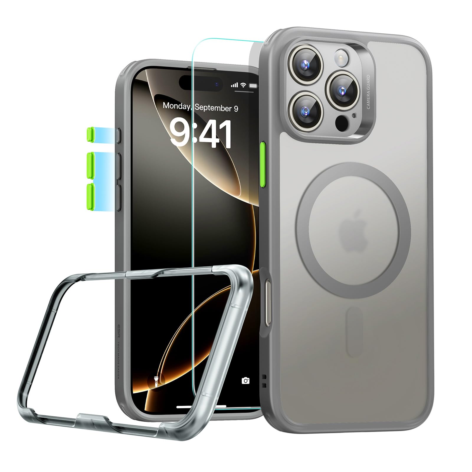 ESR iPhone 16 Pro ケース【米軍MIL規格・Magsafe対応】いphone16pro ケース 【強化フィルム1枚付き】..