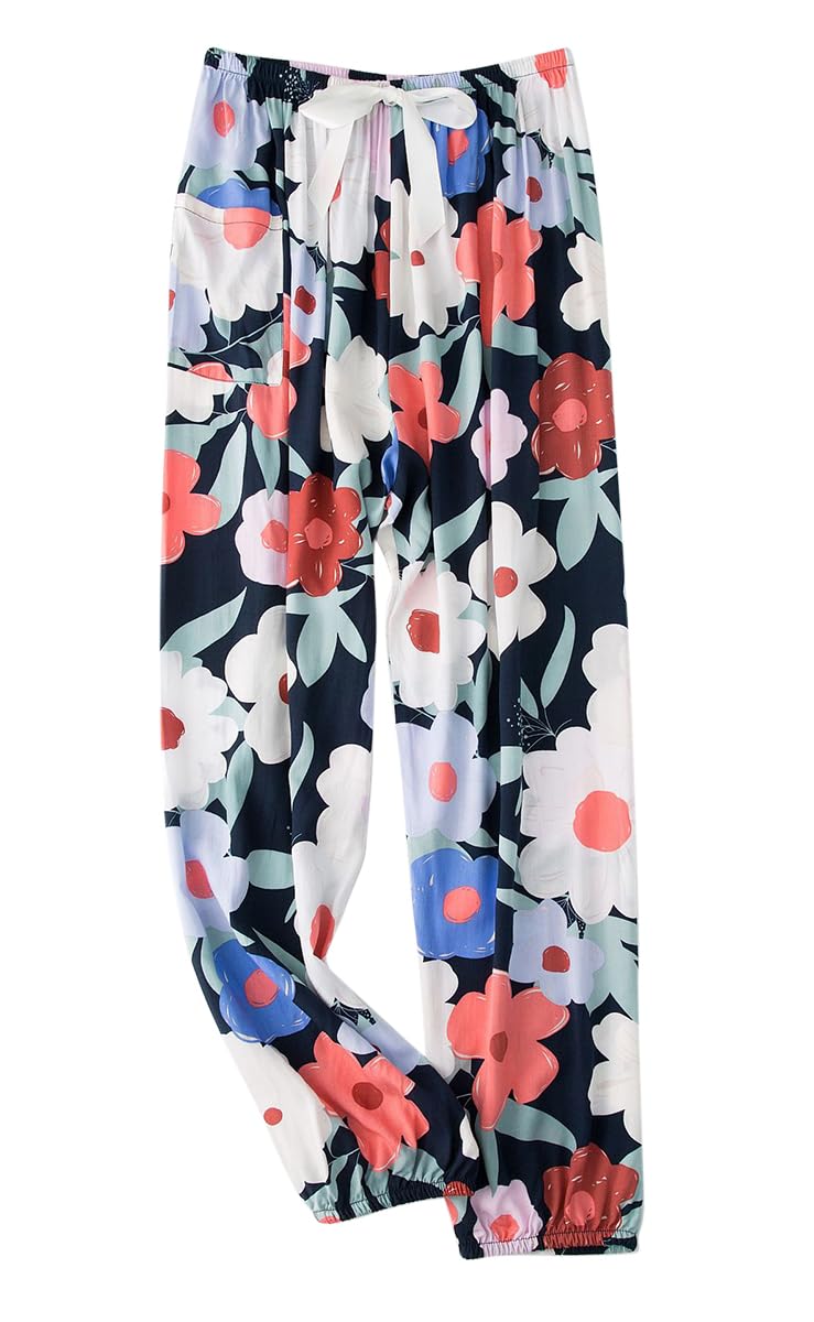 樂天商城 - [Euyqs] レディース 極薄 花柄 涼感ゆったりホームパンツ リラックス パンツ パジャマパンツ タイ式ビーチパンツ (色柄#203)