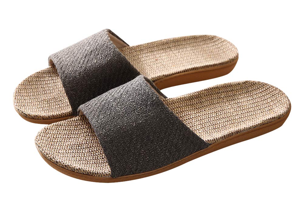 [Euyqs] 室内履き 静音スリッパ 麻素材 サンダル メンズ・レディース兼用 (チャコール, 大人, 26.0 cm, 長さ・寸法・重量（範囲）, 日本の靴のサイズ寸法, 26.5 cm)