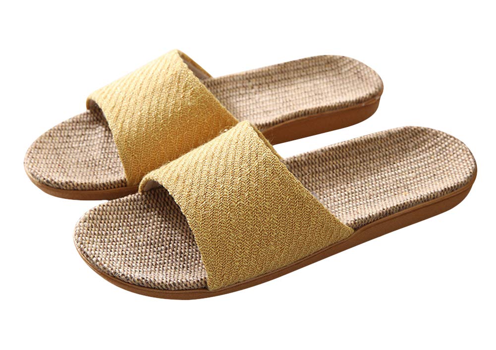 [Euyqs] 室内履き 静音スリッパ 麻素材 サンダル メンズ・レディース兼用 (イェロー, 大人, 23.5 cm, 長さ・寸法・重量（範囲）, 日本の靴のサイズ寸法, 24.0 cm)