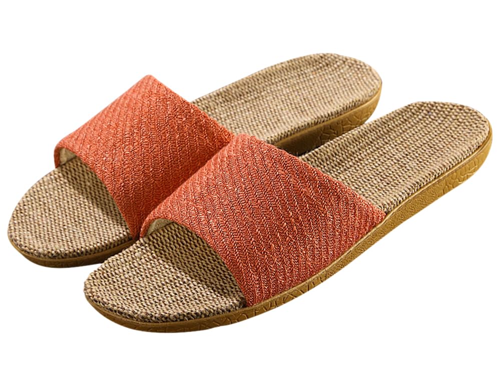 [Euyqs] 室内履き 静音スリッパ 麻素材 サンダル メンズ・レディース兼用 (オレンジ, 大人, 22.5 cm, 長さ・寸法・重量（範囲）, 日本の靴のサイズ寸法, 23.0 cm)