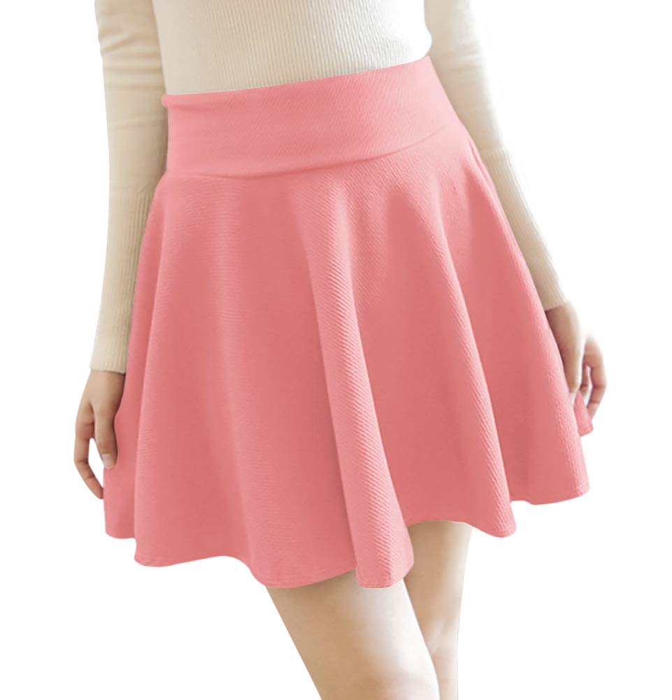 [Euyqs] レデース フレア Aライン ミニスカート ハイウェスト (JP, アルファベット, S, mini ピンク)