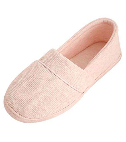 [Euyqs] 室内用スリッパ コットン素材 ソフトボトム ピンクグレー快適な履き心地 (ピンク, 大人, 24.0 cm, 数値, 日本の靴のサイズ寸法)